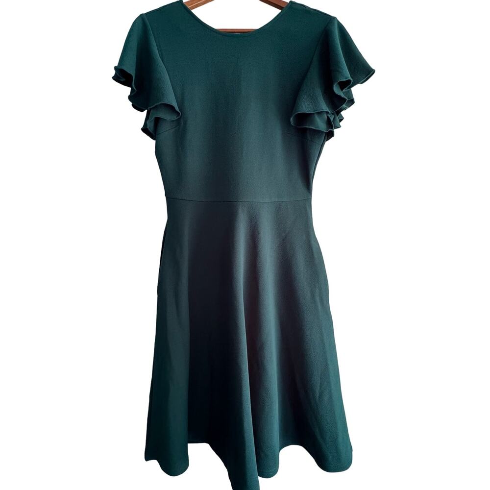 Helyo | M | Worn Once A-line flutter sleeve hunter green midi dress with pockets